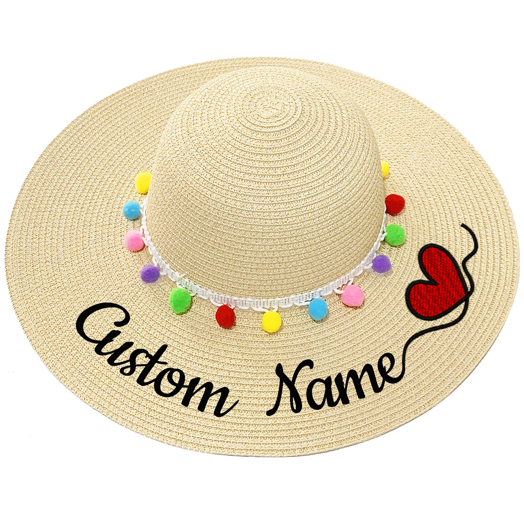 

Шляпы от солнца индивидуализированные с именем, текстом, логотипом, летние пляжные шляпы для женщин с широкими полями, свадебные соломенные...