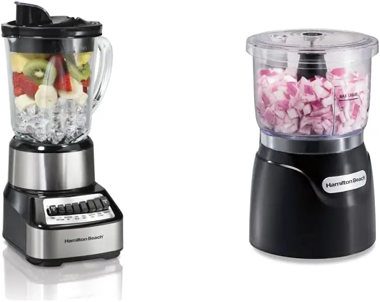 

Crusher Blender with 40 Oz Glass Jar and 14 Function, Stainless Steel (54221) & Vegetable Chopper & Mini Food Processor