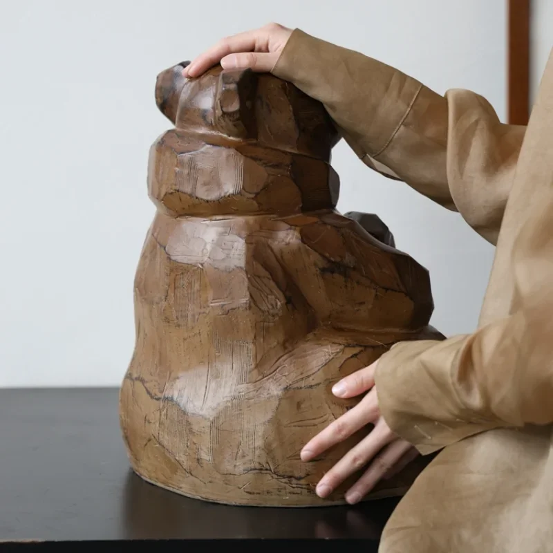 Коллекционная работа Hokkaido Craftsman Guardian Bear резьба по дереву украшения для входа из