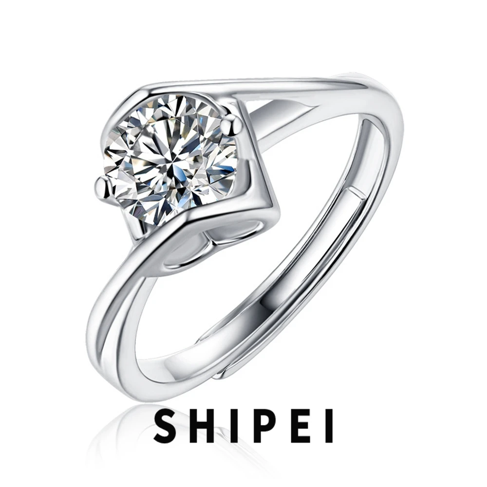 

Бриллиантовый драгоценный камень SHIPEI 0,3-3CT D, обручальное кольцо с муассанитом, ювелирные изделия, сверкающее регулируемое кольцо из серебра 100% пробы