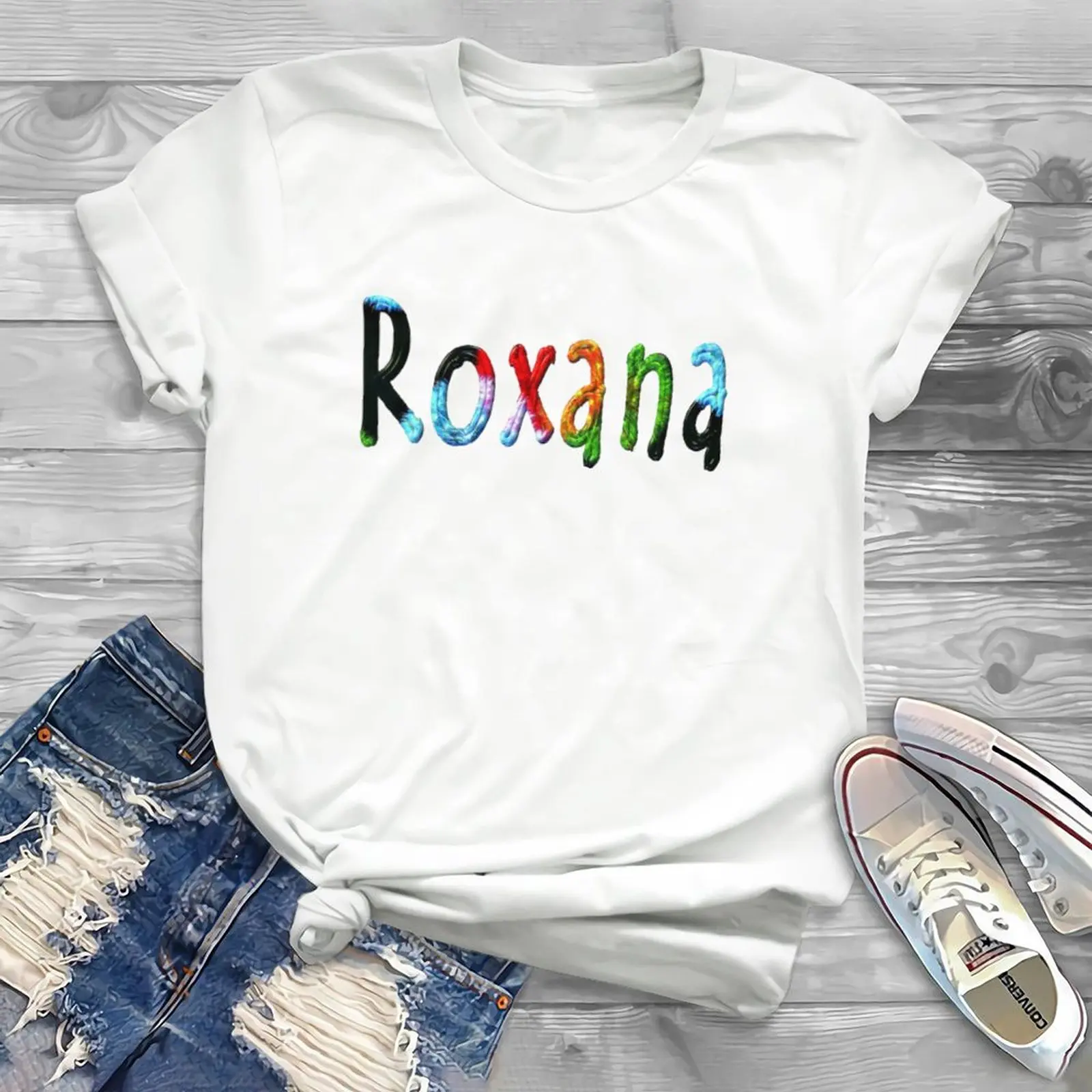 

Vintage T-shirt Women Summer Casual Round Neck Short Sleeve Crop Tops Retro Streetwear Fashion Cutey Print T Shirt