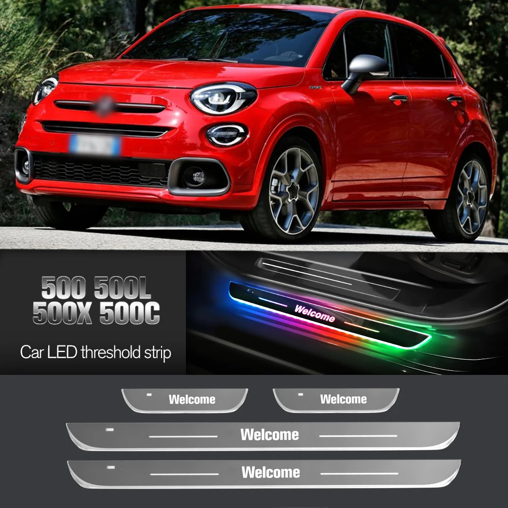 Автомобильный порог для Fiat 500 500L 500X 500C 2007-2023 индивидуальный логотип светодиодный