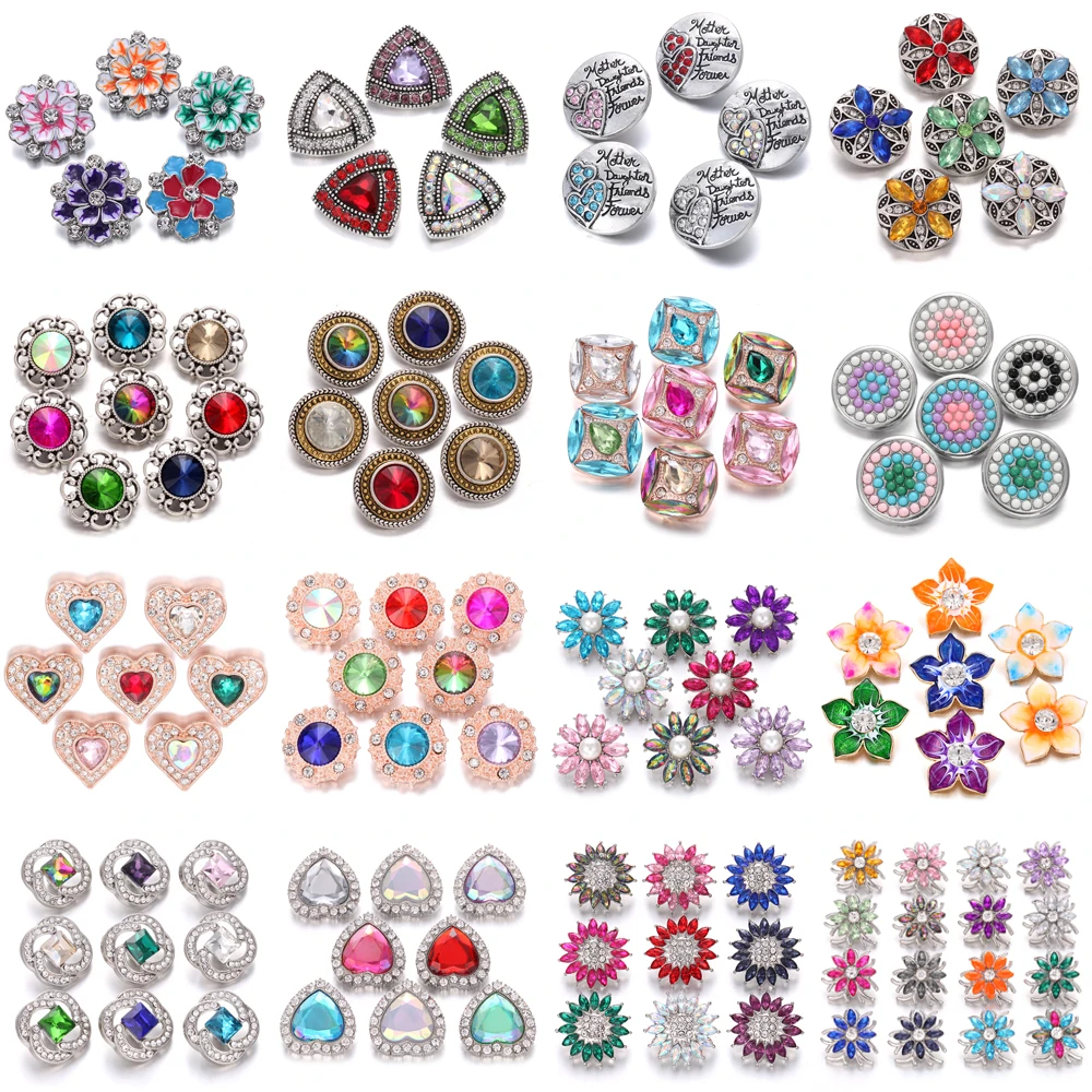 5 шт./партия ювелирное изделие 18 мм кнопки горный хрусталь металлический цветок