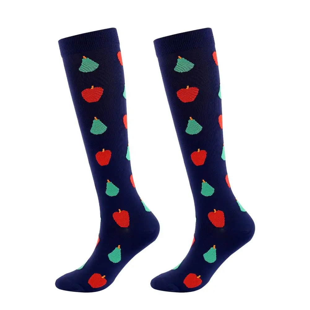 

1 Pair Cycling Socks Knitted Moisture Wicking Ultra Soft Fruits Pattern Knee High Сompression Socks for Outdoor