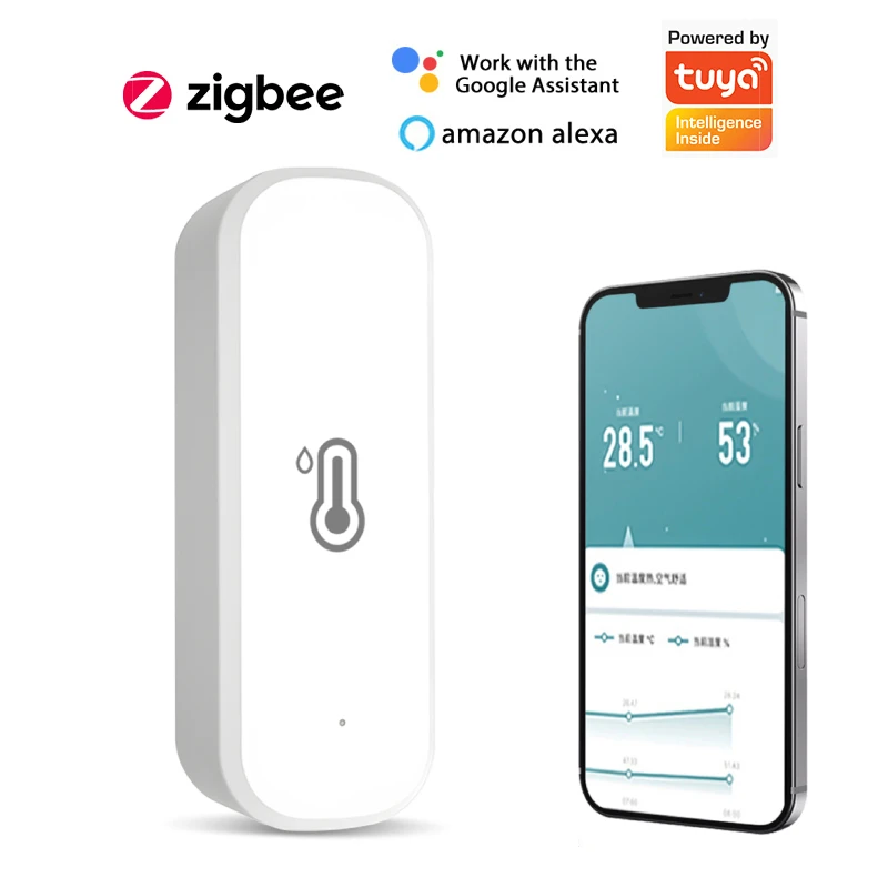 

Датчик температуры Tuya Zigbee для умного дома, приложение Tuya Smart Life для мониторинга в режиме реального времени, работает с Alexa Google Home Gateway