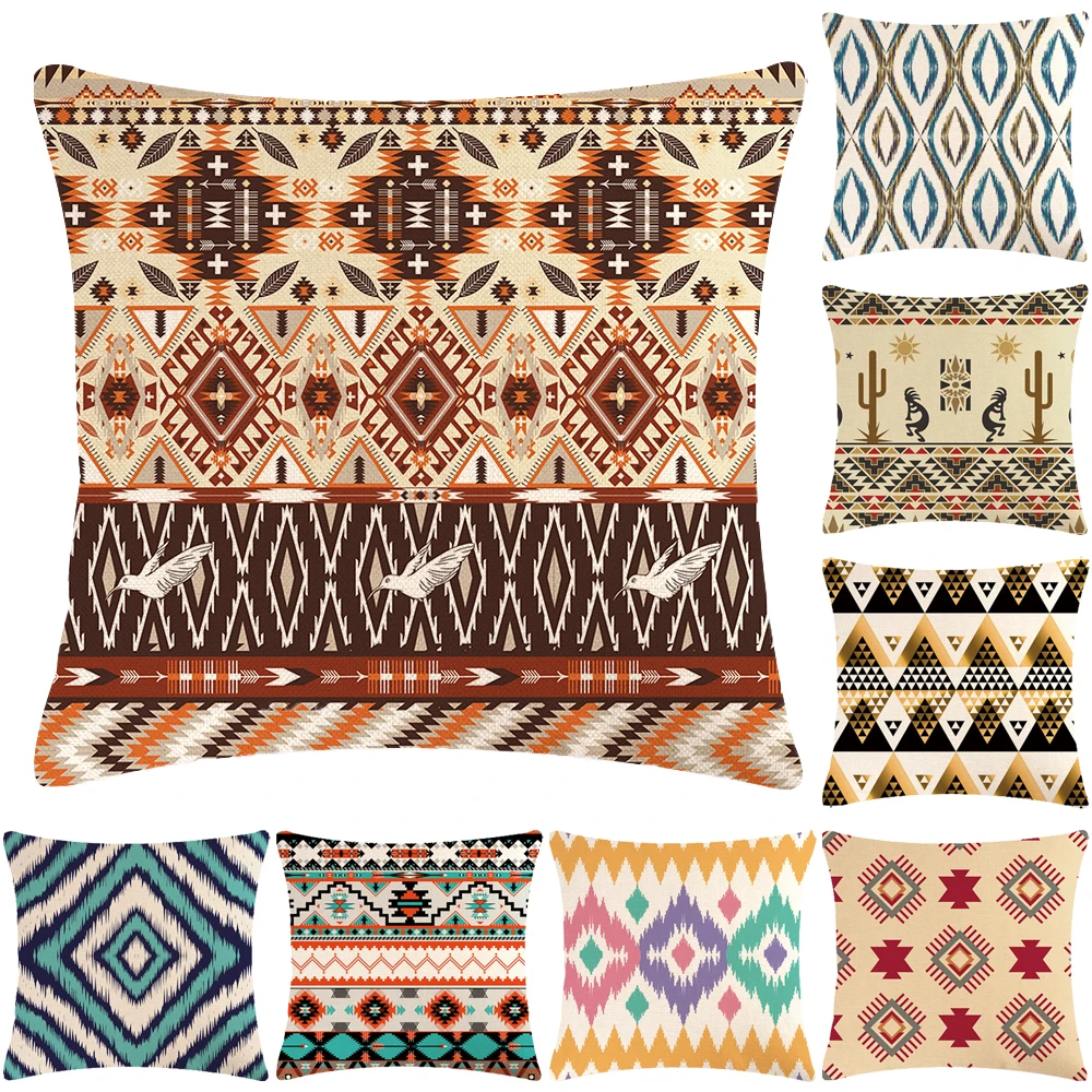 

Abstract Geometric Cushion Cover Turkish Kilim Pillow Case Ethnic Style Home Decoration Linen Rug Throw Pillow Cover 45x45cm