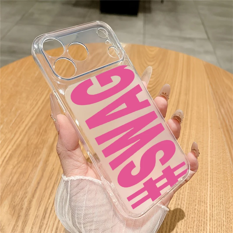 Фото Ярко-розовый черный прозрачный чехол для телефона с надписью SWAG для iPhone 17 16 Plus 15 Pro 14 13 12 11 Pro Max X XS XR 7 8 SE, защитный чехол из ТПУ №5