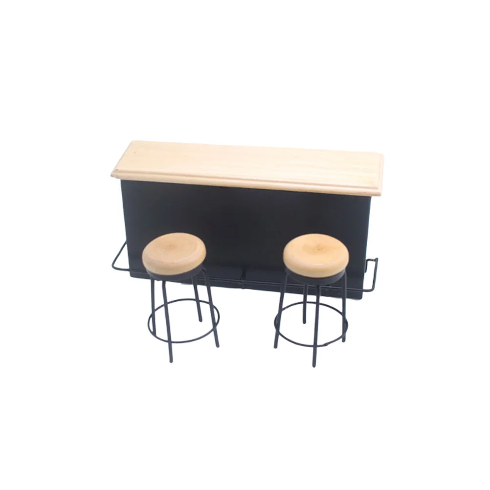 

3 Pcs Simulated Bar Counter Decoration Toys Photograph Layout Props Wooden Ornaments for House Micro World (1 Pc Desk and
