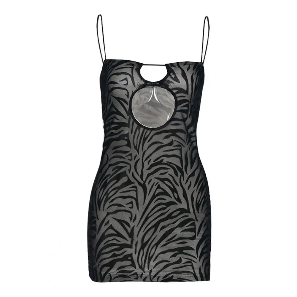 

Charming Lady Dress Open Back Stretchy Sling Dress Sexy Spaghetti Strap Cut Out Mini Dress