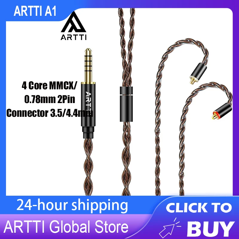 

ARTTI A1 HIFI Earphone Upgrade Cable Wired 4 Core MMCX/0.78mm 2Pin Connector 3.5/4.4mm Plug Headphone Cable 4 Core Headphon