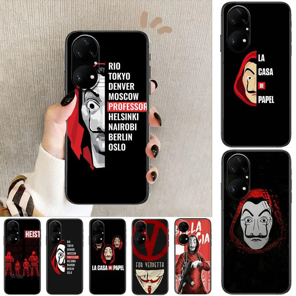 

TV lacasadepapel Phone Case For Huawei p50 P40 p30 P20 10 9 8 Lite E Pro Plus Black Etui Coque Painting Hoesjes comic fas