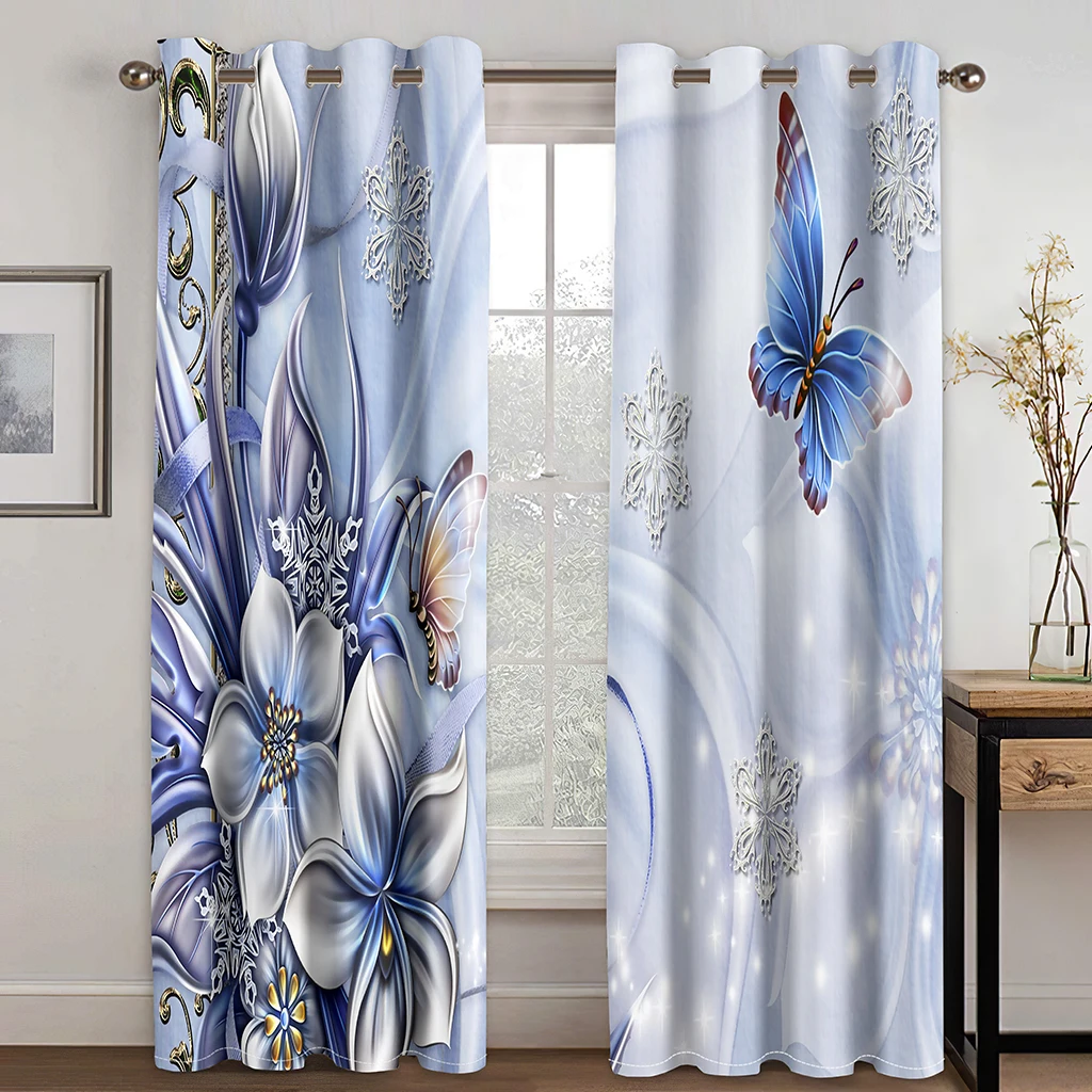 

Customized 3D Fluttering Butterflies Among Purple Flower Curtain Kit, Suitable for Home Curtains In The Living Room and Bedroom