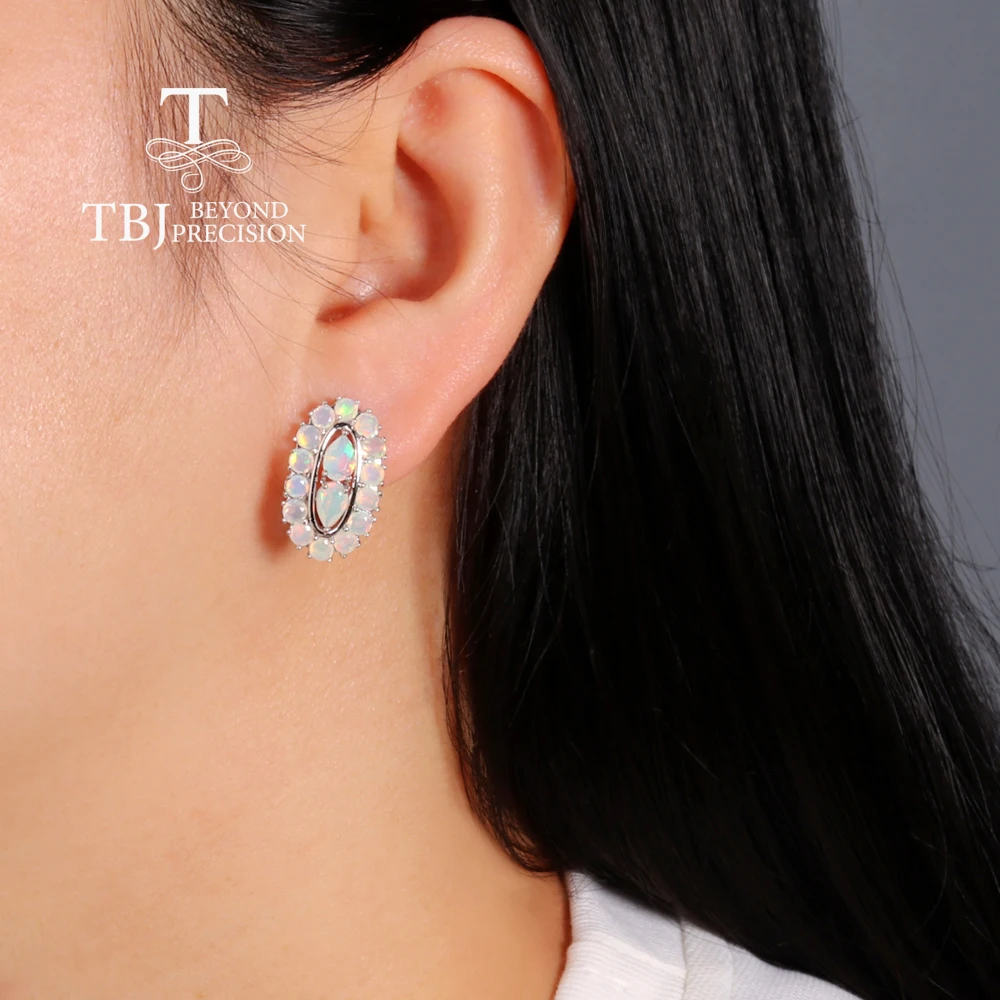 Блестящие Серебряные серьги с опалом 3 5 Карата натуральные драгоценные камни