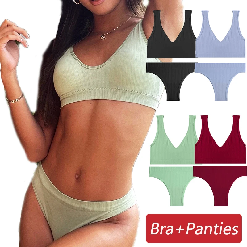 

Бесшовный комплект с бюстгальтером, сексуальное нижнее белье, бюстгальтер без косточек и бразильские трусики, комплект с бюстгальтером пуш...