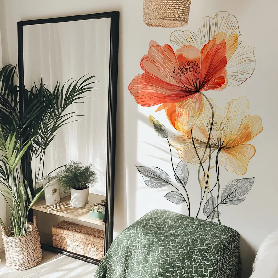 

Водорастворимый цветок наклейка на стену ПВХ