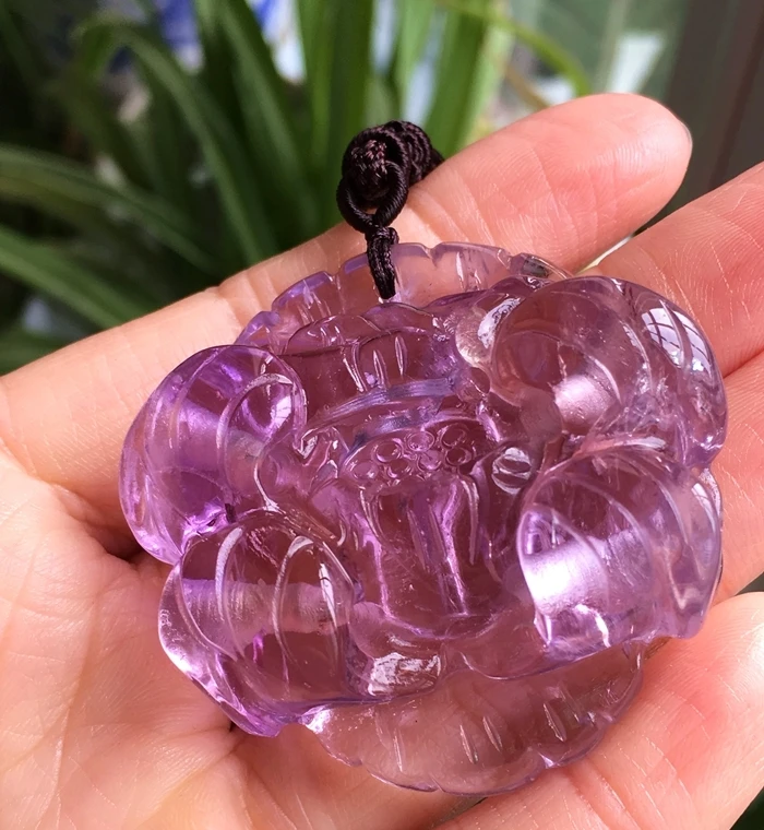 

Natural Purple Amethyst Quartz Flower Pendant Brazil 53x12mm Lavender Aemthyst Necklace Beads Healing Jewelry Stone AAAAA