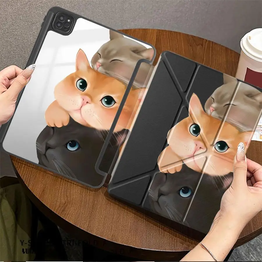 Фото Чехол-подставка для планшетов iPad Pro 2025, Air 4, 5, M3, M2, M4, 11 дюймов, Pro 11-го, 10-го, 9-го, 8-го, 7-го поколений, 12.9 дюймов, Mini 6, 7 с забавным дизайном кошек №5