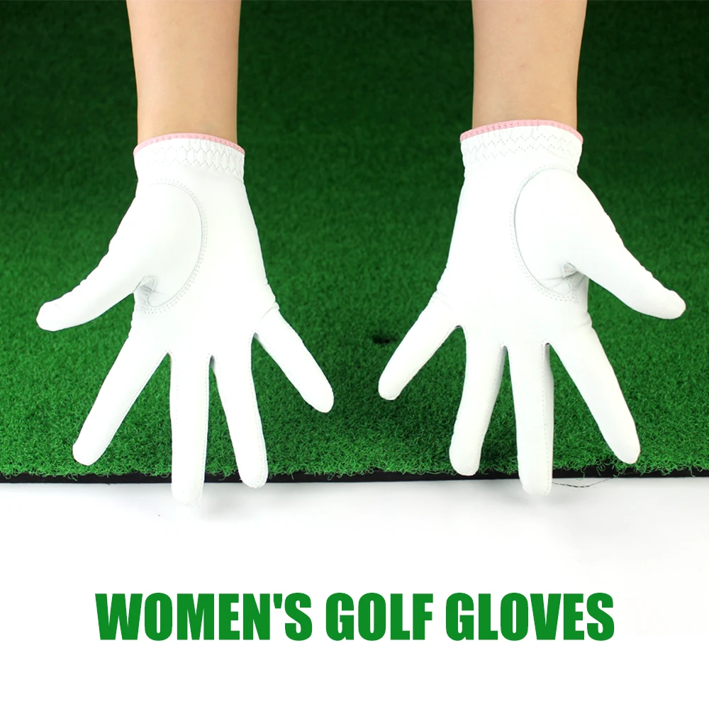 1 Pair Fashion Women's Golf Gloves Micro Soft Sheepskin Breathable Anti-Slip Left and Right Hand Sports Gloves for Women Ladies