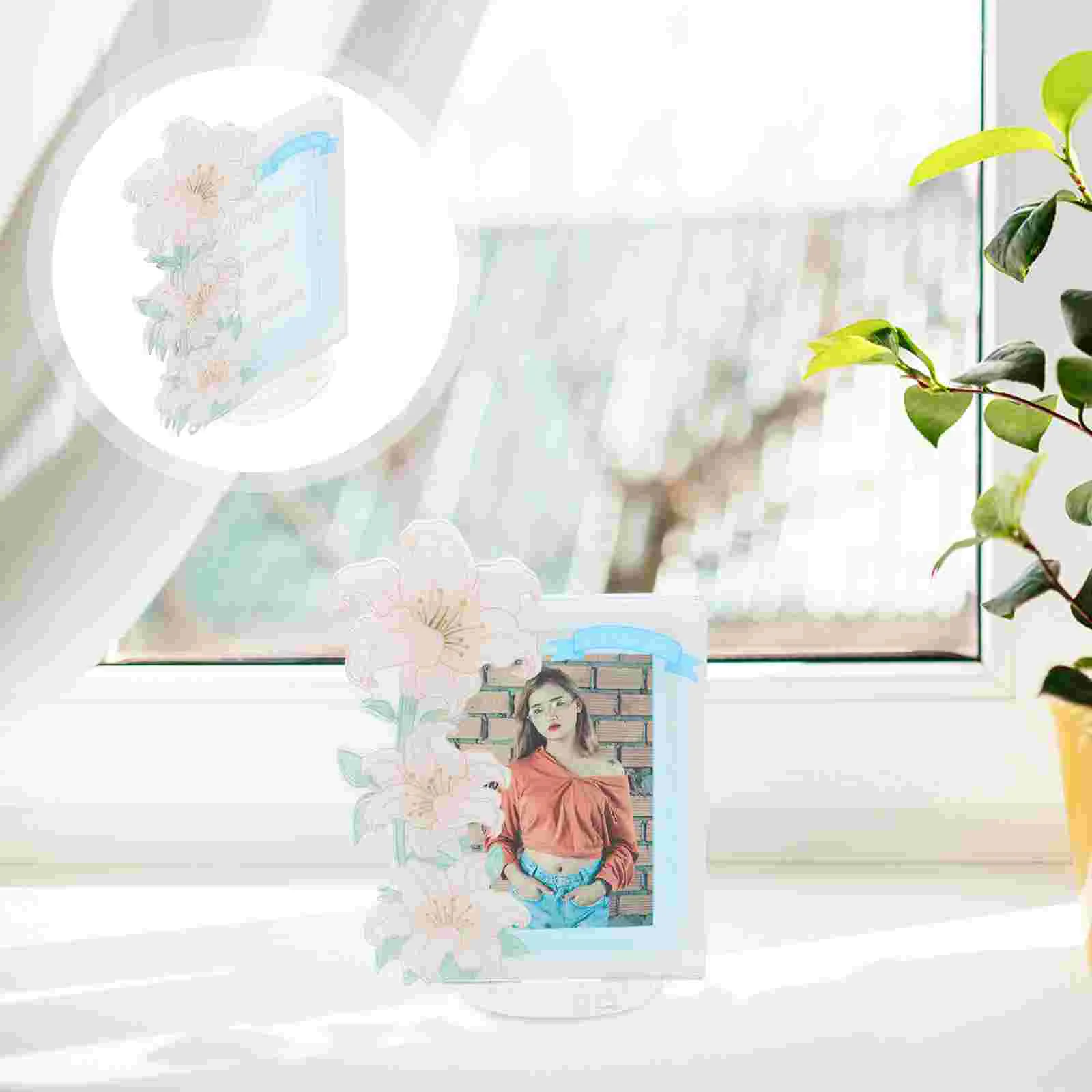 Рамка для фотографий с лилией изысканное хранилище бытовой акриловый винтажный