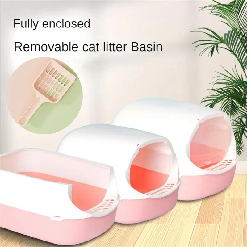 

Cat Litter Box Pet Toilet Tray Fully Enclosed Large Cats Cleaning Supplies Sandbox Basin Sand Plastic Anti Splash Litter Bedpan