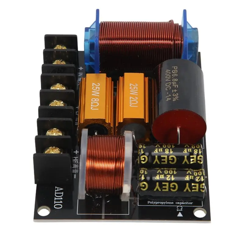Фото DT1308~250W Аудио-частотный разделитель для двухполосных Hi-Fi колонок, кроссовер для сценического использования, высокомощный разделитель частот №1