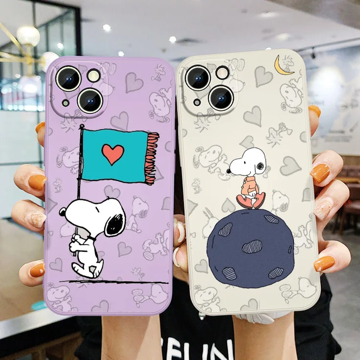 

Snoopy puppy For Apple iPhone 5 6 7 Plus 8 Plus 11 Pro MAX Plus Pro Liquid Rope Cover Funda Soft Phone Case