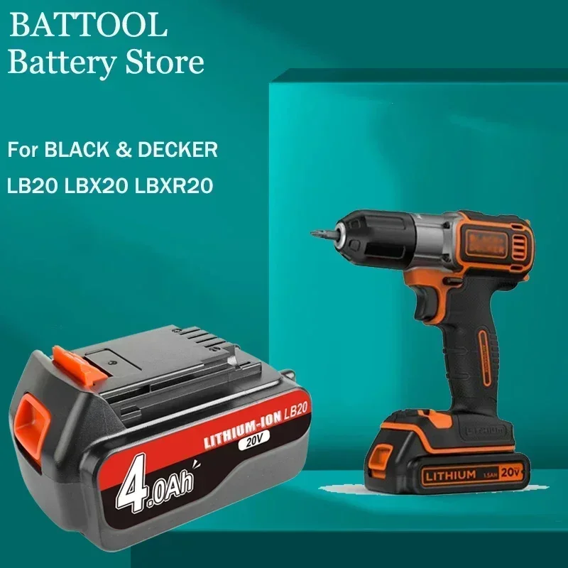 LBXR20 18 В/20 В 4000 мАч литий-ионная аккумуляторная батарея для BLACK &amp DECKER LB20 LBX20 Сменная