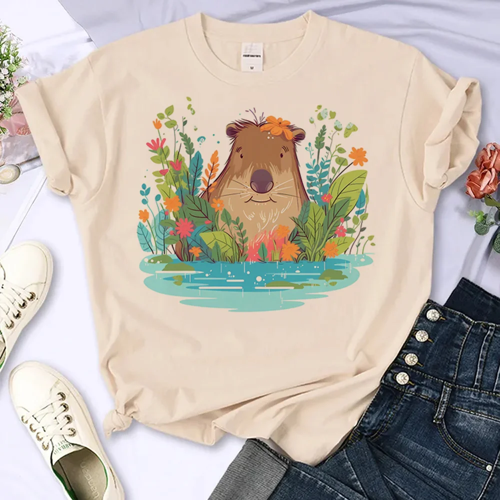 

Capybara Tee women summer top girl manga streetwear designer clothing