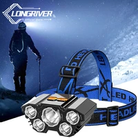 portable 5led headlamp usb rechargeable headlamp with built in 18650 battery outdoor lantern torch camping light for fishing
