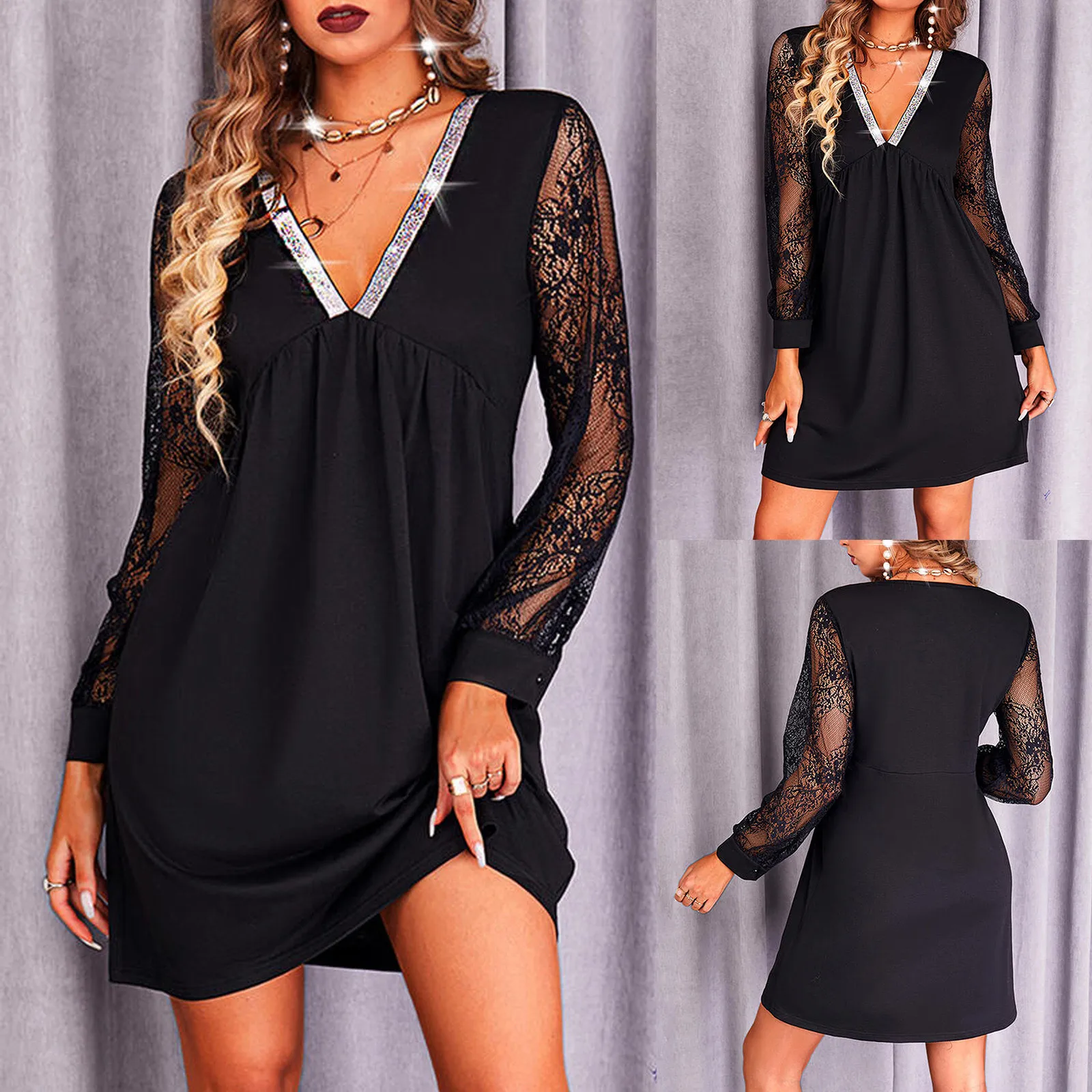 

Long Women's Sexy Printed Sleeve Casual Dress Christmas Autumn Women's Dress Fall Casual Dresses for Women