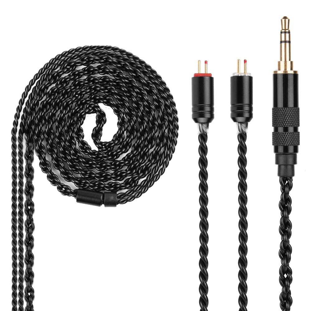 

Yinyoo H3 H5 4 Core Upgraded Silver Plated Black Cable 3.5/2.5/4.4mm Earphone Cable With MMCX/2pin for KZ ES4 AS10 TRN V90 V80
