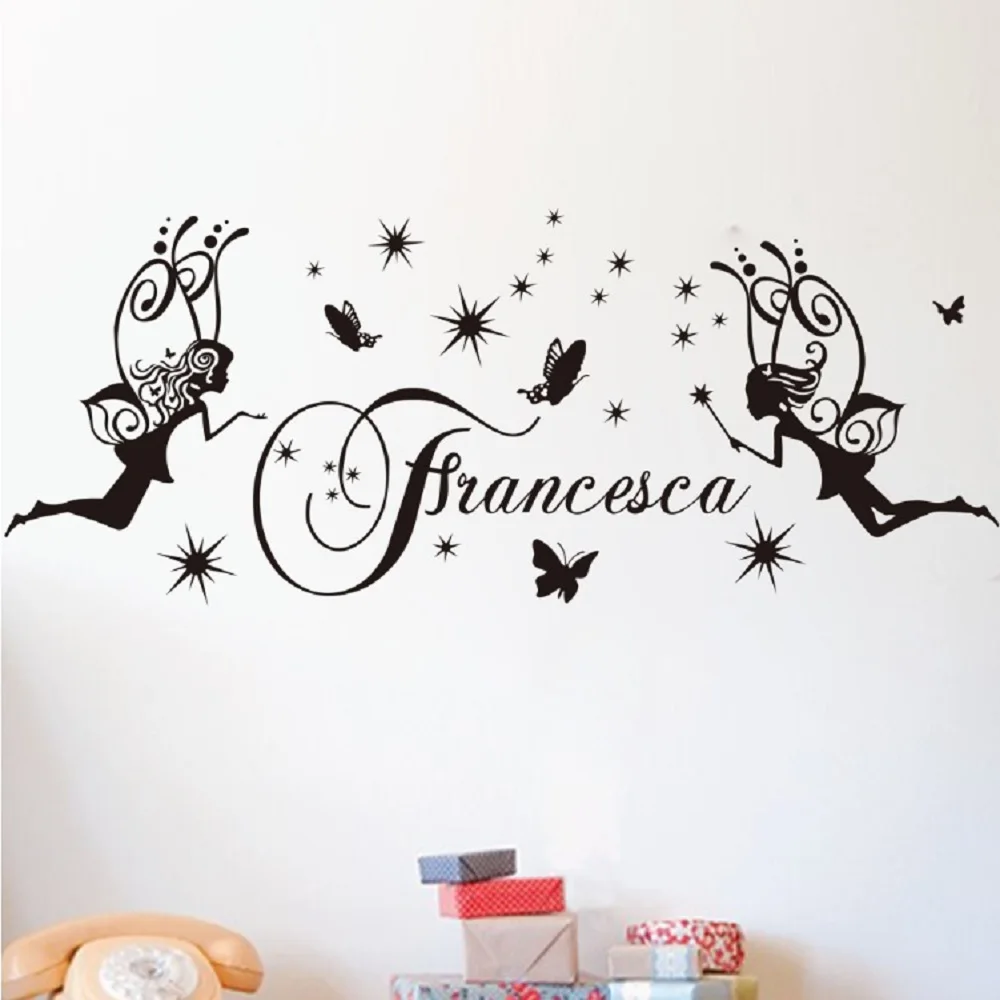 

Flying Angel Black Beautiful Francesca Vinyl Wall Decals Original Hot Selling Lettering Wall Stickers