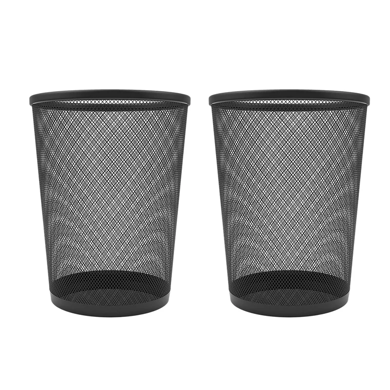 

Circular Black Mesh Waste Waste Paper Bin Basket, Metal Trash Bin For Kitchen, Home Offices, Dorm Rooms, Bedrooms 2Pack