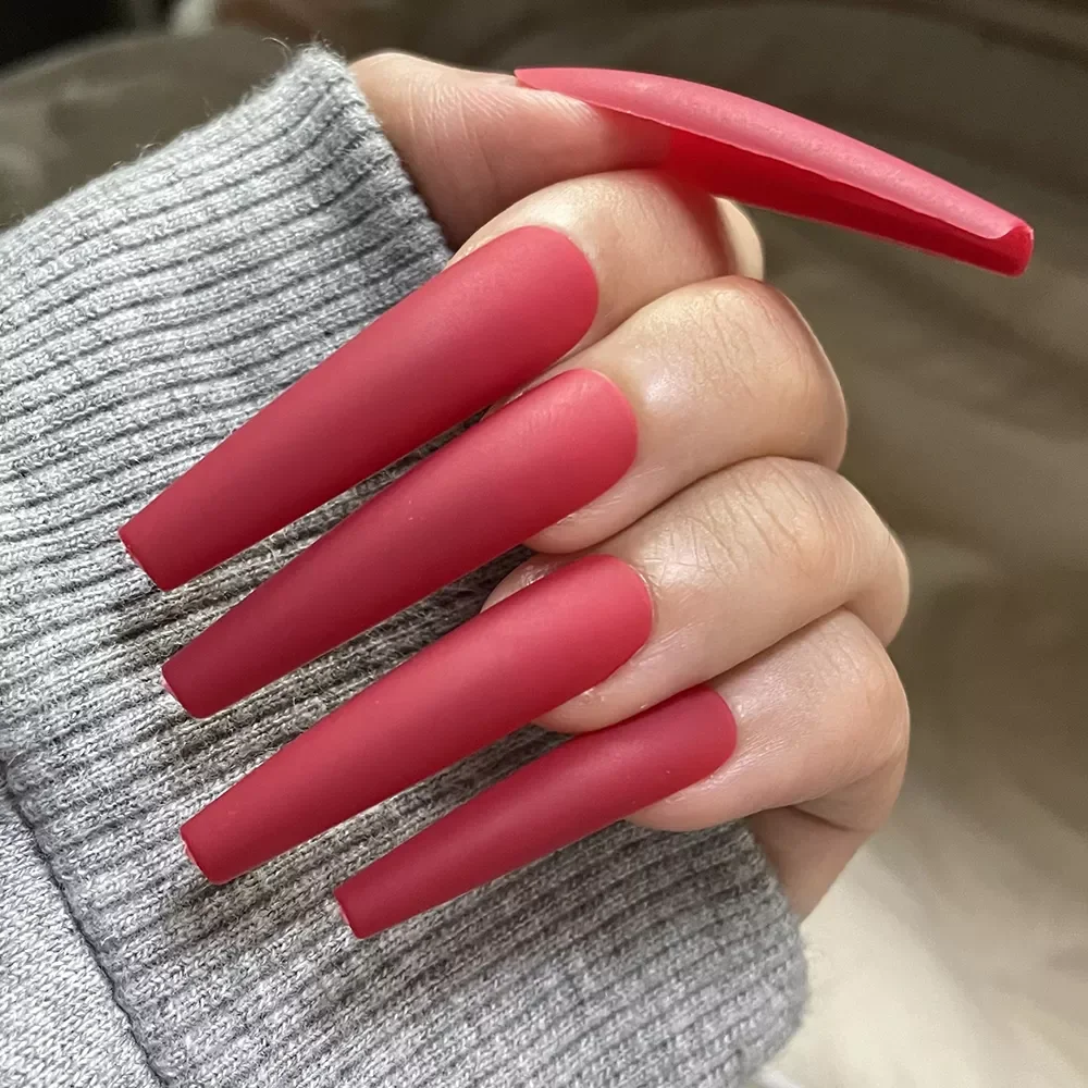 

24Tips/set New In Stock Frosted XXL False Nails Full Cover Super Long Ballerina Press on Nails Acrylic Removable Nail Art Tips