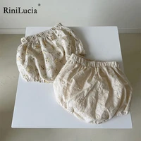rinilucia newborn baby shorts vintage linen cotton infant floral bloomer kids short pants toddler soft breathable girls clothing