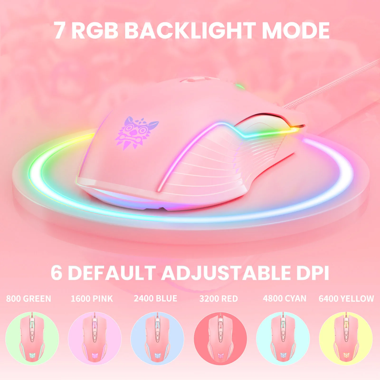 ONIKUMA эргономичная светодиодная подсветка RGB мышь для электроспорта оптическая