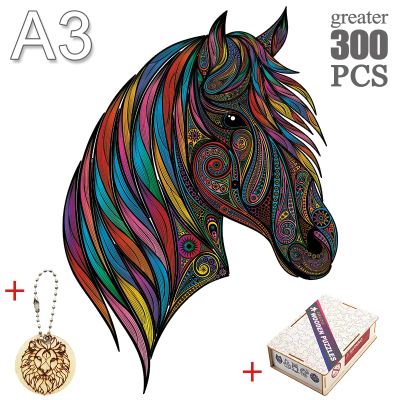 Wooden Jigsaw Puzzle Horse Puzzle Board Set Toy Interesting Wooden Puzzles For Adults Kids Gifts Educational Games Toys