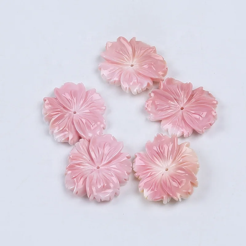 

Wholesale 30*34mm pink carved flower natural seawater saltwater mabe pearls