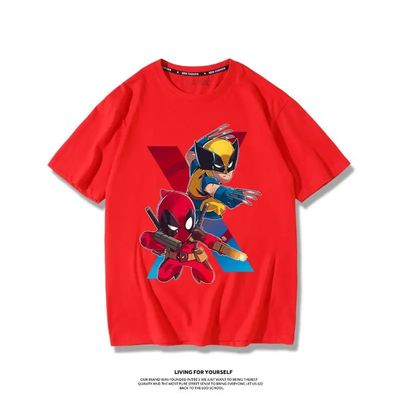 Летние мужские хлопковые топы для фитнеса с коротким рукавом и принтом Дэдпула 3