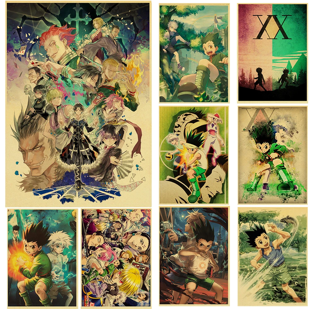 

HUNTER×HUNTER Posters Cartoon Kraft Prints Laptop Phone Retro Kraft Bedroom Posters Cafe Wall Decor Art Picture Wall Painting