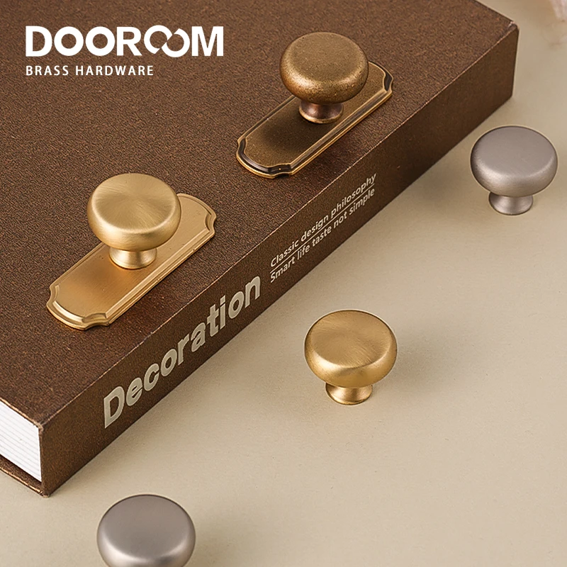 DOOROOM Ретро латунные ручки с основанием домашний шкаф комод ящик для обуви ручка