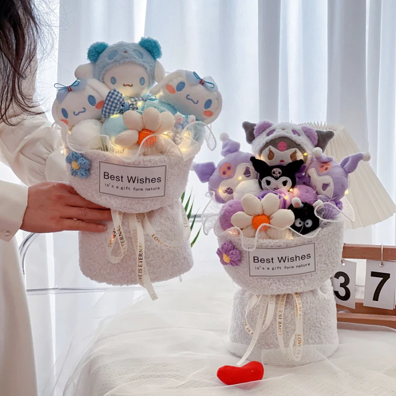 

Sanrio Kawaii Kuromi Plush Doll Bouquet Cinnamoroll Melody Anime Wedding Souvenir Decorations Birthday Festival Girlfriend Gift