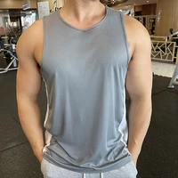 2022 new men running vest gym workout sleeveless shirt ice silk quick dry fitness male bodybuilding tank tops elastic training