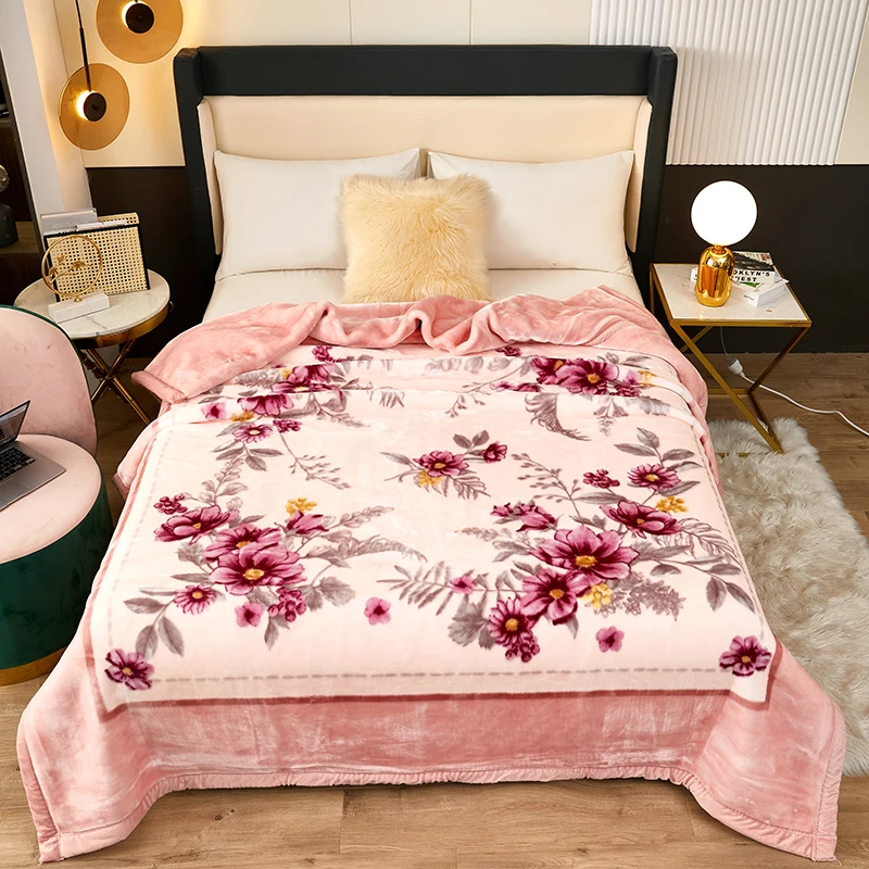 

Faux Fur Blankets For Beds Double Layer Thicken Fleece Raschel Mink Throw Blankets Single Double Floral Animal Designs Blankets