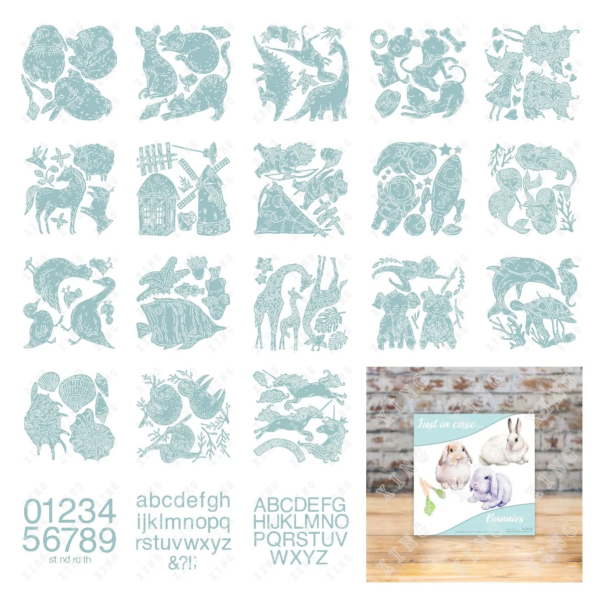 

New Just in Case Numbers Animals Bunnies Cat Cowboys Dinos Dogs Metal Cutting Dies Scrapbook Diary Decoration Embossing Template