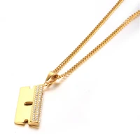 iced out bling blade pendant male gold color stainless steel necklaces hip hop mens barber shop jewelry dropshipping