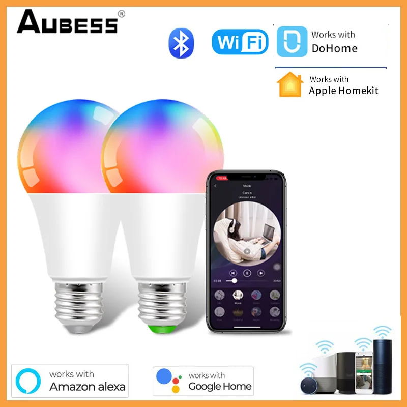 

12W DoHome E27 Led Lights Bulb RGB CW WW Wifi Bluetooth Led Lamp Alexa Smart Bulb With Google Assistant For Smart Home Decor