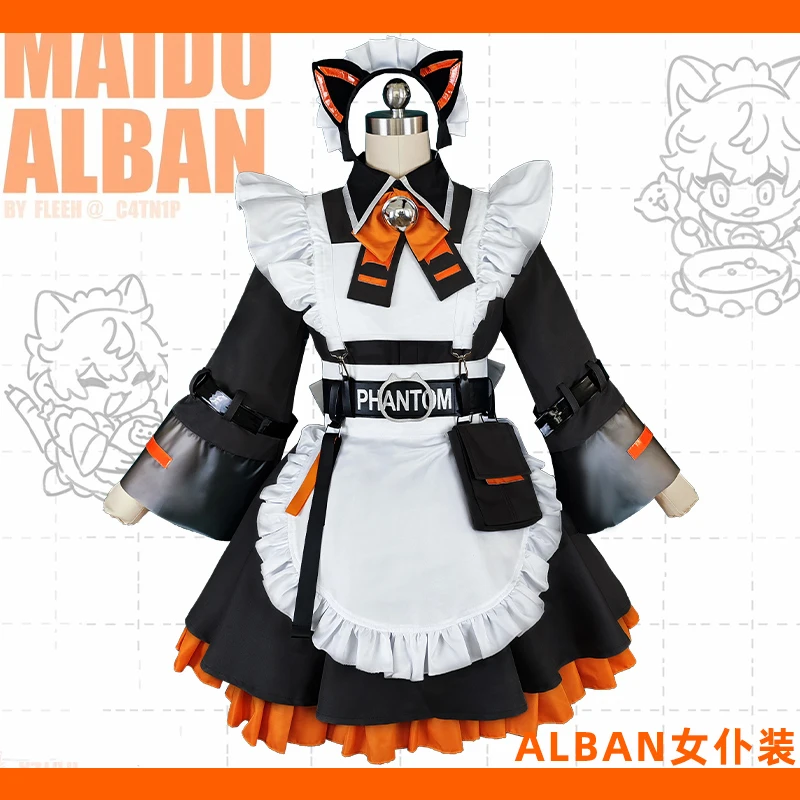 

Anime Vtuber YouTube Nijisanji Alban Maid Dress Cos Game Suit Cosplay Costume Lovely Uniform Halloween Party Outfit Clothing