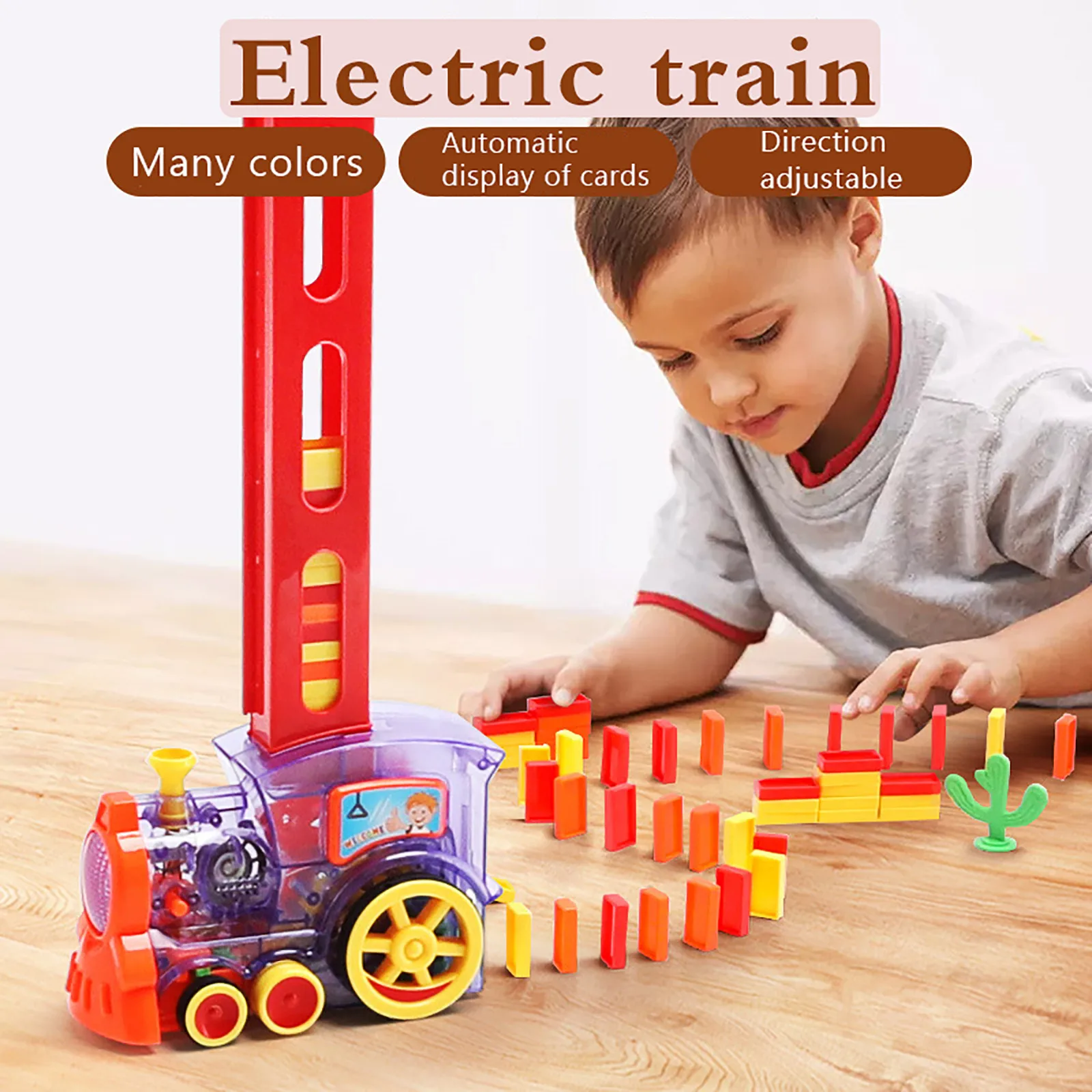 

Kids Electric Domino Train Car Set Sound & Light Automatic Laying Dominoes Brick Blocks Game Educational Christmas Gift Kids Toy