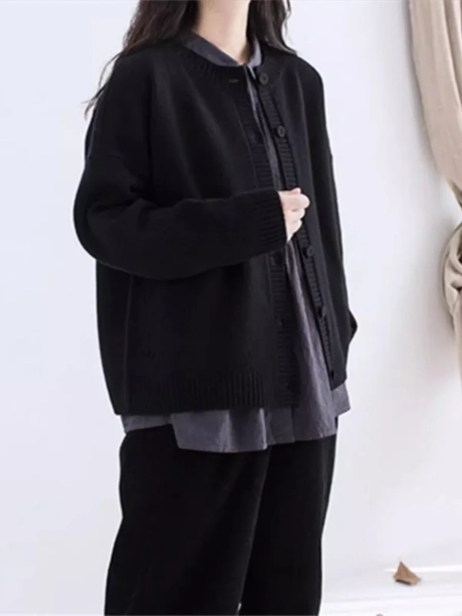 Осенне-зимнее жаркое! Натуральный ранняя осень черный флисовый кардиган женский